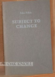Order Nr. 95457 SUBJECT TO CHANGE. Felix Pollak