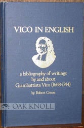 Order Nr. 96640 VICO IN ENGLISH: A BIBLIOGRAPHY OF WRITINGS BY AND ABOUT GIAMBATTISTA VICO...
