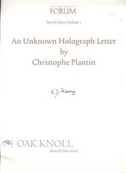 Order Nr. 97435 AN UNKNOWN HOLOGRAPH LETTER BY CHRISTOPHE PLANTIN. Christophe Plantin.