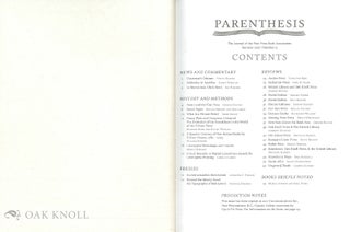 PARENTHESIS: THE NEWSLETTER OF THE FINE PRESS BOOK ASSOCIATION. NO.13