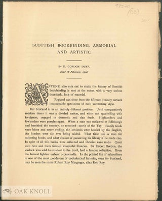 Order Nr. 97570 " SCOTTISH BOOKBINDING, ARMORIAL AND ARTISTIC." E. Gordon Duff