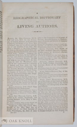A BIOGRAPHICAL DICTIONARY OF THE LIVING AUTHORS OF GREAT BRITAIN AND IRELAND.