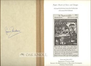 Order Nr. 97956 PAPER: BEARER OF IDEAS AND IMAGES, A LOAN EXHIBITION FROM THE COLLECTION OF...