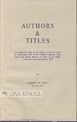 Order Nr. 97975 AUTHORS AND TITLES. James A. Tait