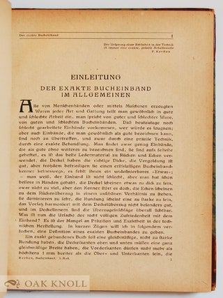 DER EXAKTE BUCHEINBAND, DER GUTE HALBRFRANZBAND DER KUNSTLERISCHE.