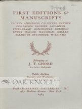 Order Nr. 100117 MODERN AMERICAN AND BRITISH BOOKS & MANUSCRIPTS ... BELONGING TO J.T. CHORD