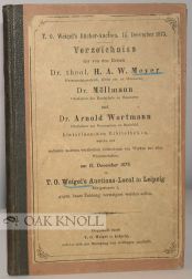 Order Nr. 100341 T.O. WEIGEL'S BÜCHER-AUCTION. 15. DECEMBER 1873. VERZEICHNISS. Dr. theol. H. A. W. Meyer, Dr. Möllmann, Dr. Arnold Wortmann.
