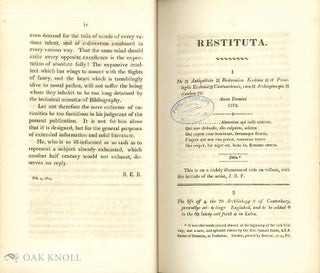 RESTITUTA; OR, TITLES, EXTRACTS, AND CHARACTERS OF OLD BOOKS IN ENGLISH LITERATURE, REVIVED.