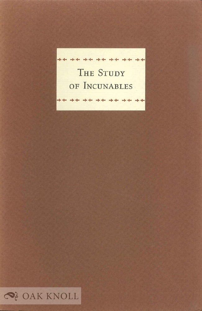 Order Nr. 100467 THE STUDY OF INCUNABLES, PROBLEMS AND AIMS. Ernst Schulz.