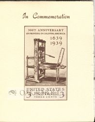 Order Nr. 100768 IN COMMEMORATION, 300TH ANNIVERSARY OF PRINTING IN COLONIAL AMERICA