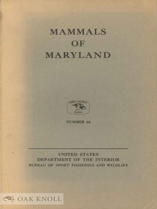 Order Nr. 100816 MAMMALS OF MARYLAND. John L. Paradiso