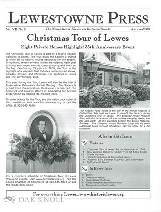 Order Nr. 100820 LEWESTOWNE PRESS, THE NEWSLETTER OF THE LEWES HISTORICAL SOCIETY