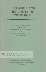 Order Nr. 101231 CENSORSHIP AND THE LIMITS OF PERMISSION. Jonathan Miller
