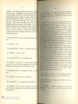 BOOKBINDING TRADE SECTION OF THE LONDON CHAMBER OF COMMERCE. REPORT OF ARBITRATION BETWEEN THE BOOKBINDING TRADE SECTION OF THE LONDON CHAMBER OF COMMERCE AND THE LONDON SOCIETIES OF JOURNEYMEN BOOKBINDERS.
