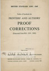 Order Nr. 102394 TABLE OF SYMBOLS FOR PRINTERS' AND AUTHORS' PROOOF CORRECTIONS (EXTRACTED FROM...