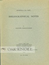 Order Nr. 102454 BIBLIOGRAPHICAL NOTES. Halldor Hermannsson