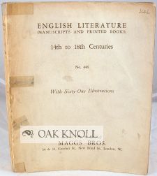 ENGLISH LITERATURE, MANUSCRIPTS AND PRINTED BOOKS 14TH TO THE 18TH CENTURIES. 446.