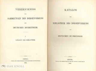 KATALOG DER BIBLIOTHECK DES BÖRSENVEREINS DER DEUTSCHEN BUCHÄNDLER.