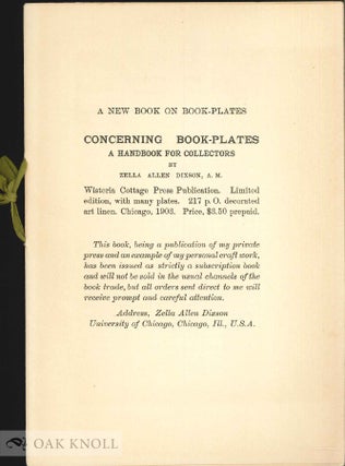 CONCERNING BOOK-PLATES, A HANDBOOK FOR COLLECTORS.