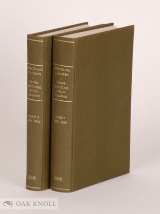 Order Nr. 103606 NIEDERDEUTSCHE BIBLIOGRAPHIE. GESAMTVERZEICHNIS DER NIEDERDEUTSCHEN DRUCKE BIS...