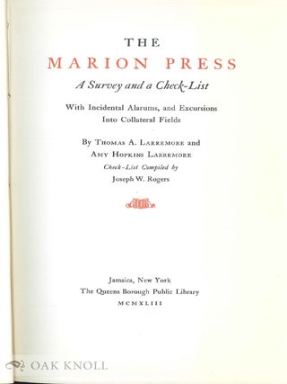THE MARION PRESS, A SURVEY AND A CHECKLIST.