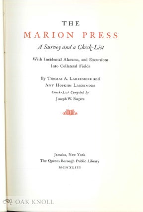 THE MARION PRESS, A SURVEY AND A CHECKLIST.