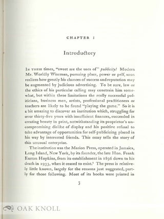 THE MARION PRESS, A SURVEY AND A CHECKLIST.