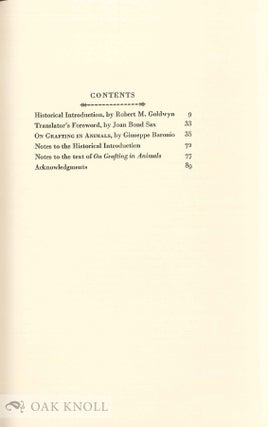 ON GRAFTING IN ANIMALS (DEGLI INNESTI ANIMALI).