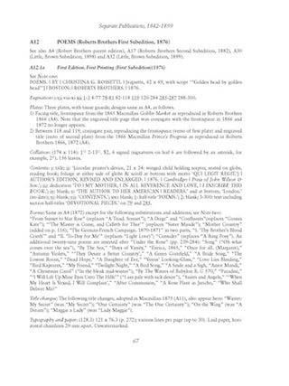 CHRISTINA ROSSETTI: A DESCRIPTIVE BIBLIOGRAPHY.