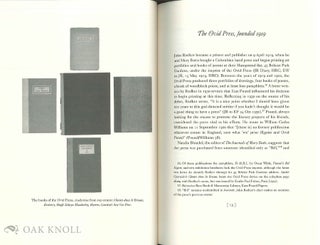 JOHN RODKER'S OVID PRESS: A BIBLIOGRAPHICAL HISTORY
