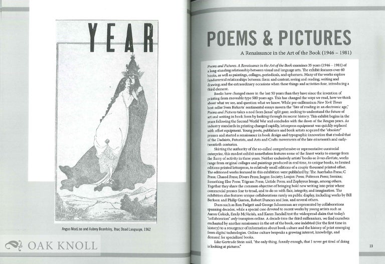 Order Nr. 105200 POEMS & PICTURES: A RENAISSANCE IN THE ART OF THE BOOK (1946-1981). Kyle Schlesinger.