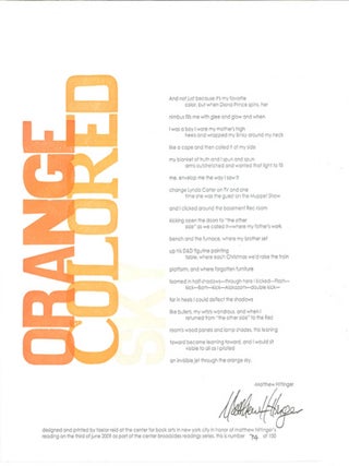 CENTER BROADSIDES 2009 READING SERIES.