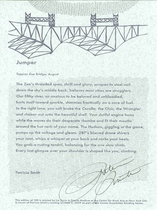 CENTER BROADSIDES 2009 READING SERIES.