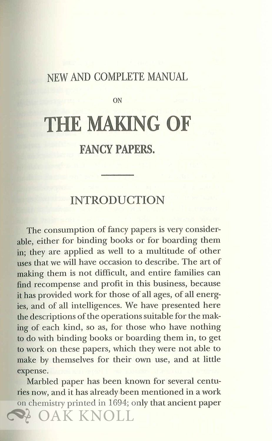 NEW AND COMPLETE MANUAL ON THE MAKING OF FANCY PAPERS BY M. FICHTENBERG by  M. Fichtenberg on Oak Knoll