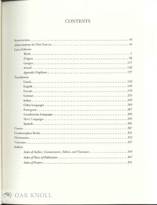 A BIBLIOGRAPHY OF THE EARLY PRINTED EDITIONS OF VIRGIL, 1469-1850.