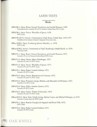 A BIBLIOGRAPHY OF THE EARLY PRINTED EDITIONS OF VIRGIL, 1469-1850.