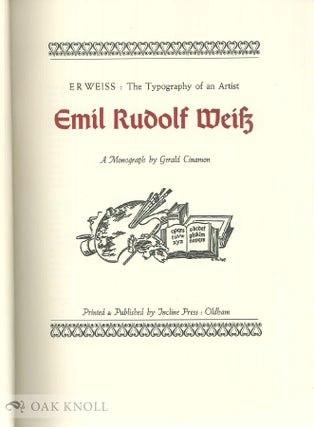 E.R. WEISS: THE TYPOGRAPHY OF AN ARTIST