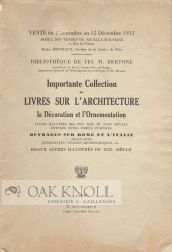 Order Nr. 107615 IMPORTANTE COLLECTION DE LIVRES SUR L'ARCHITECTURE LA DECORATION ET L'ORNEMENTATION