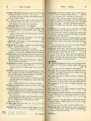 CATALOGUE OF BOOKS, MAPS, PLATES OF AMERICA, AND OF A REMARKABLE COLLECTION OF EARLY VOYAGES ... WITH BIBLIOGRAPHICAL AND HISTORICAL NOTES AND PRESENTING AN ESSAY TOWARDS A DUTCH-AMERICAN BIBLIOGRAPHY.