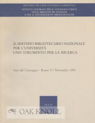 Order Nr. 108363 SERVIZIO BIBLIOTECARIO NAZIONALE PER L'UNIVERSITA: UNO STRUMENTO PER LA RICERCA