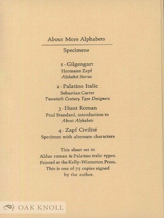 ABOUT MORE ALPHABETS: THE TYPES OF HERMANN ZAPF