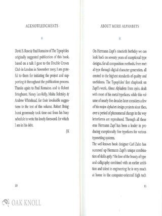 ABOUT MORE ALPHABETS: THE TYPES OF HERMANN ZAPF