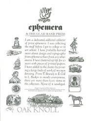 Order Nr. 109555 EPHEMERA & THE GLADHAND PRESS. Robert M. Jones