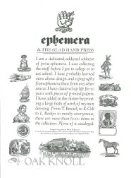 Order Nr. 109555 EPHEMERA & THE GLADHAND PRESS. Robert M. Jones