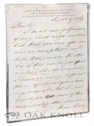 Order Nr. 110064 Letter from Henry George Bohn. Henry George Bohn