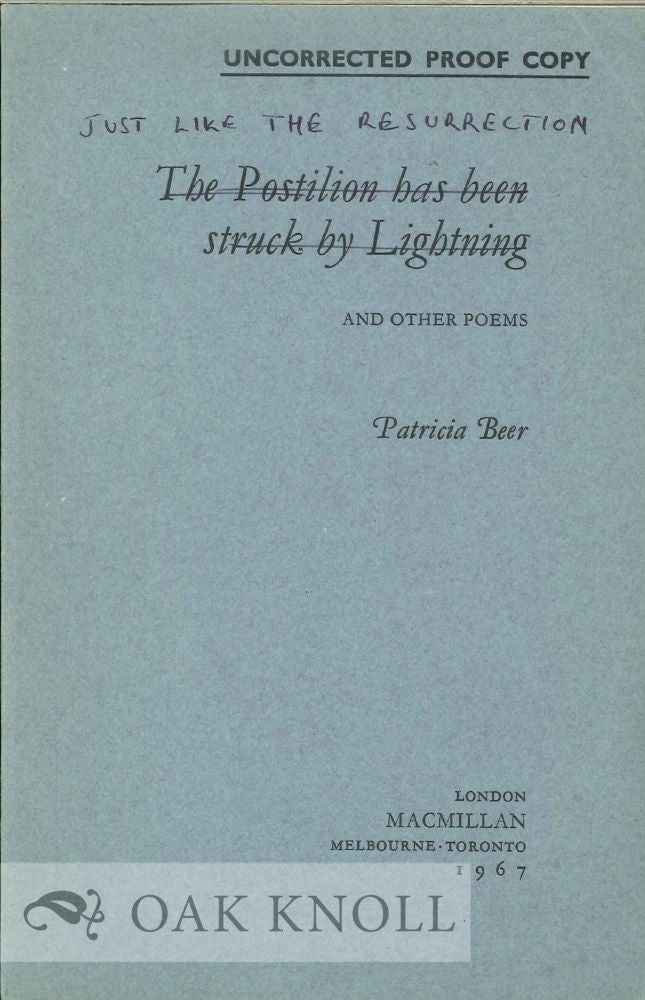Order Nr. 112376 JUST LIKE THE RESURRECTION AND OTHER POEMS. Patricia Beer.