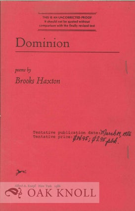Order Nr. 112975 DOMINION. Brooks Haxton