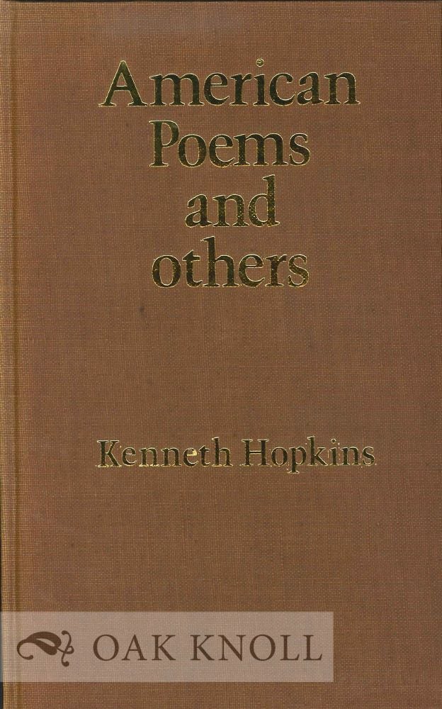Order Nr. 113053 AMERICAN POEMS AND OTHERS. Kenneth Hopkins.