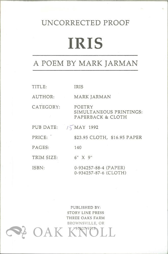 Order Nr. 113095 IRIS. Mark Jarman.