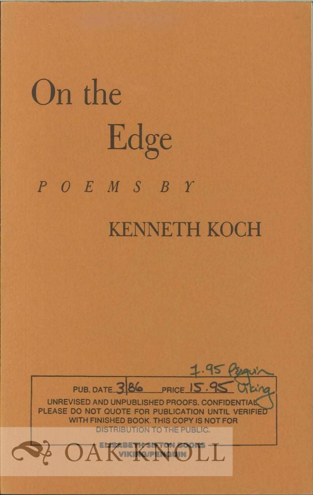 Order Nr. 113167 ON THE EDGE, POEMS. Kenneth Koch.